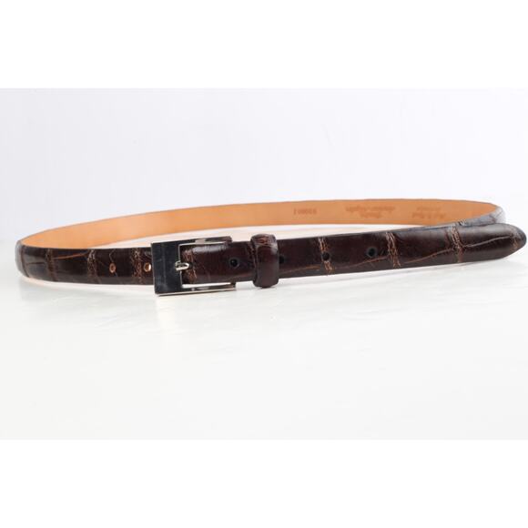 Vintage Martin Dingman Brown American Aligator Leather Handmade Skinny Belt XL main image 11